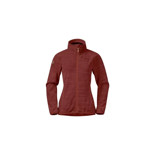 Bergans Hareid Fleece W Jacket NoHood - Chianti Red - Outdoor Fleecejacke für Damen aus atmungsaktivem Polartec Thermal Pro, schnell trocknend und umweltfreundlich mit 61% recyceltem Material.