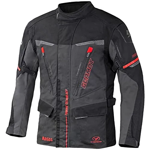 Germot Argos Motorradjacke Herren (schwarz/anthrazit/rot), XXL