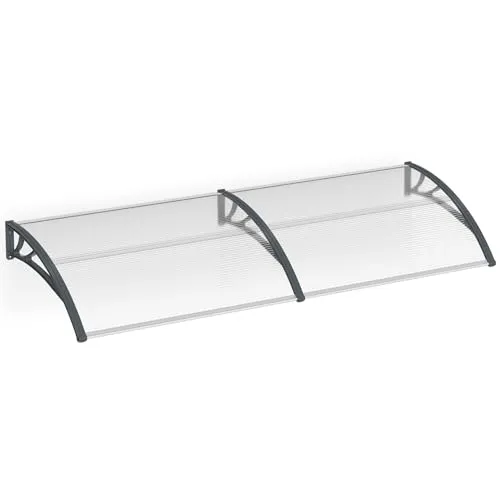Aufun Vordach für Haustür 300 x 100 cm Haustürvordach Graue Klammer