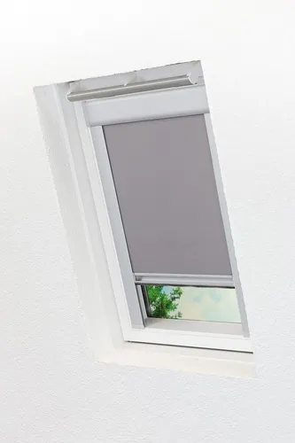 Lysel Qualitätsdachfensterrollo abdunkelnd hellgrau für Velux F06 - Dachfensterrollo 49.30cm x 94cm in grau/hellgrau, bietet starken Wärmeschutz und ist ideal für Bildschirmarbeitsplätze. Inklusive Montageanleitung und Zubehör.