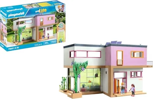 PLAYMOBIL MyLife 71607 Wohnhaus - 326-teiliges Set mit Wintergarten, umweltfreundlich aus recycelten Materialien, ideal für kreative Spielstunden ab 4 Jahren