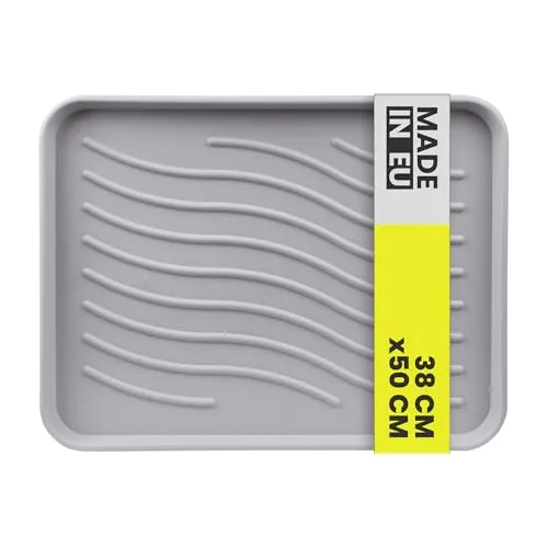 Bestlivings Schuhabtropfschale (Hellgrau) mit hohem Rand (50x38x2,5cm) Schuhablage - wasserdichte Schuhwanne - Aptropfunterlage für Schuhe, Schuhmatte für Haus Garten