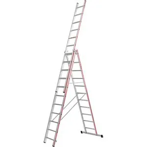 Hymer Allzweckleiter dreiteilig 3 x 11 Sprossen - Robuste und vielseitige Leiter für sichere Arbeiten in der Höhe, ideal für Handwerk und Haushalt.