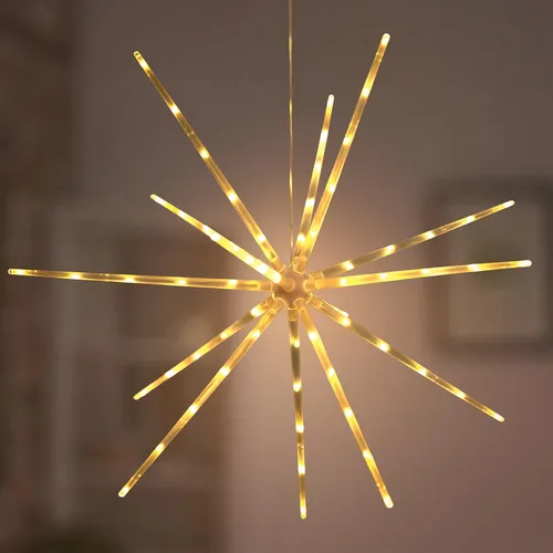 LED Sternleuchte | 70 LED | warm-weiß | 6 Stunden Timer | batteriebetrieben | 8 Leuchtfunktionen | Aufhängevorrichtung | moderner 3D Leuchtstern – Weihnachtsstern