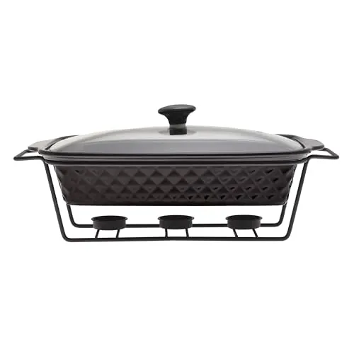 4BIG.fun Speisewärmer aus Keramik 3 L Chafing Dish Buffet-Set Keramik-Chafer Buffetwärmer Warmhaltebehälter Speisenwärmer Wärmebehälter