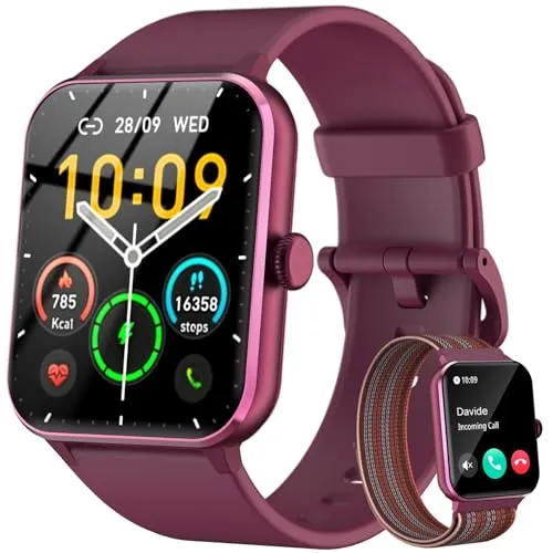 Baolubao Smartwatch Damen Herren mit Künstliche KI/Message Reminder,Sportuhr mit 100+Sportmodi, Fitnessuhr,Herzfrequenz Schlafmonitor, Schrittzähler, Smart Watch für Android iOS（2 Armband）