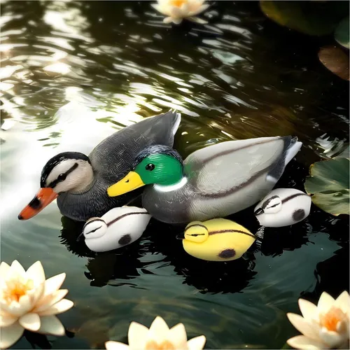 Schwimmenten-Set aus Kunststoff 5-teilig Realistische Teichdeko