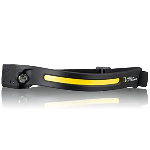 National Geographic Iluminos Stripe Stirnlampe - Stirnlampe mit 300 lm LED-Streifen und IR-Sensor für einfaches Ein- und Ausschalten, ideal für Outdoor-Aktivitäten und hohen Tragekomfort bei nur 69 g.