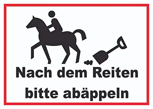HB-Druck Bitte abäppeln Schild Pferde, Reitplatz A6 (105x148mm)