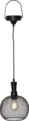 Best Season LED Solar Lampe hängend schwarz 19x24cm - Hängende Solarlampe mit warmweißem Licht, Dämmerungssensor und austauschbarem Akku für eine gemütliche Atmosphäre im Garten oder auf der Terrasse.