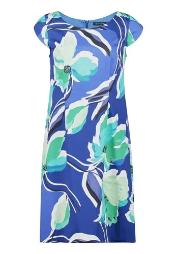Betty Barclay Damen Etuikleid Kurzarm 44, Blau/Grün - Feminin und Elegant - Figurbetontes Etuikleid mit floralem Muster und Rundhals-Ausschnitt. Ideal für besondere Anlässe oder den Alltag. Hochwertige Verarbeitung für einen stilvollen Auftritt.