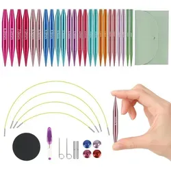 Rundstricknadeln Set Austauschbar 5cm 12x Ø 3-8mm Aluminium Grün