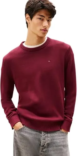 Rundhalspullover TOMMY JEANS Herren XXL rot wine - Herren-Pullover im Slim Fit von Tommy Jeans, aus 100% Baumwolle für hohen Tragekomfort. Der Rundhals-Ausschnitt und die Rippstrickbündchen sorgen für einen lässigen Look.