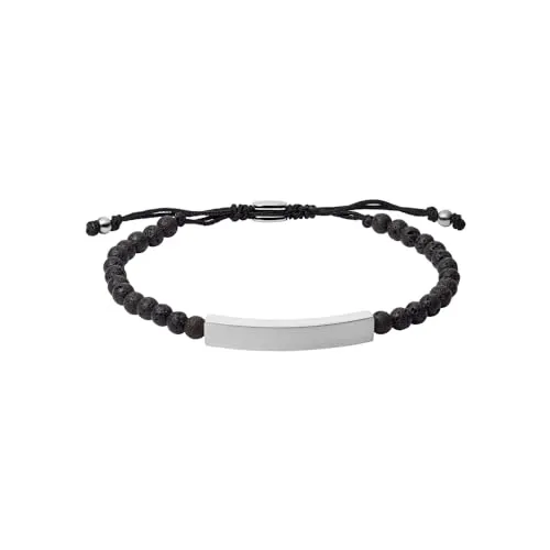Fossil Armband für Männer Vintage Casual - Schwarzes Halbedelsteinarmband mit mattem Finish, individuell einstellbare Innenlänge von 170 mm bis 250 mm, ideal für stilbewusste Männer.