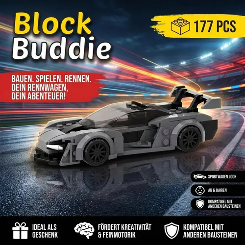 BlockBuddie™ McLaren Senna Grau Sport MOC Auto Rennwagen Klemmbausteine