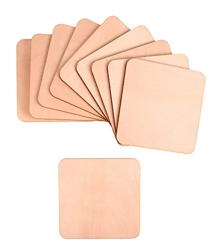 Untersetzer Birkenholz Set von 10 Holz Korkuntersetzer Gläser für Getränke Kaffee-Tee-Untersetzer Tischsets Coaster Wiederverwendbar 10 Stück 10x10cm
