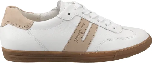 Paul Green Damen Schnürschuhe 31373138343537 Weiß 38 1/2 EU - Stylische Sneaker aus hochwertigem Glattleder mit beigen Rauleder-Highlights und goldglänzenden Details. Ideal für sportliche Outfits und bietet optimalen Tragekomfort.