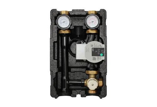 Profimix Heizkreispumpengruppe mit Drei-Wege-Mischer - Professionelle Pumpengruppe für Heizkreise, ausgestattet mit einer hocheffizienten Pumpe und einem flexiblen Drei-Wege-Mischer. Einfacher Wechsel zwischen Heiz- und Kühlmodus.