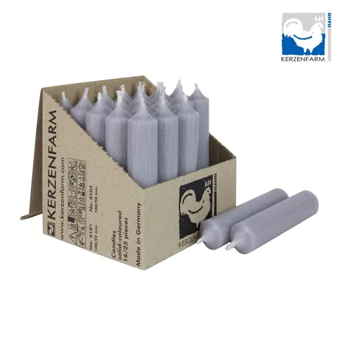 Stabkerzen 100x22mm Grau Kerzenfarm Hahn durchgefärbt RAL Handarbeit Kerzen