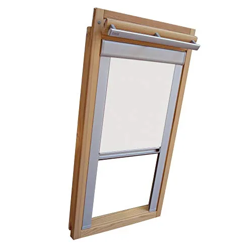 Verdunkelungsrollo THERMO Alu-Rückseite für VELUX Dachfenster TYP VL Y/VU Y/VKU - Y65 - Farbe Weiß - mit Aluminium Seitenschienen - KLICK Montage