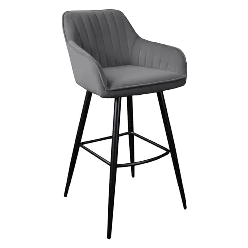 Riess-Ambiente Barhocker TURIN silbergrau - Stylischer Barhocker mit Fußablage, belastbar bis 120 kg, ideal für gemütliche Abende in deiner Wohnung.