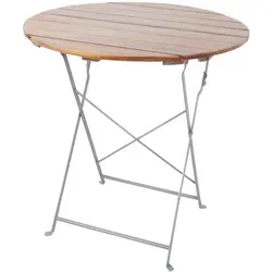 Klapptisch Biergarten Tisch Ø80cm – Klappbar aus Akazie und Stahl - Kategorie: Tische, dieser wetterfeste Biertisch aus echtem Akazienholz ist klappbar und ideal für Gartenpartys oder den Biergarten.