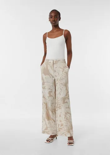 comma Chinos Hose Marlenehose aus Crêpe mit All-over-Print in beige von comma,