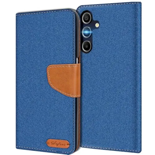 CoolGadget Handyhülle Stoff für Samsung Galaxy A16 5G Textil Wallet Case, Stoff-Design mit Magnetverschluss & Kartenfächern, kompatibel mit Samsung Galaxy A16 5G (6,7 Zoll), Blau