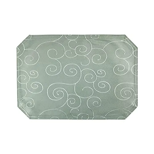Haus und Deko Platzset 35 x 50 cm Lindgrün Tischset Struktur Damast Circle, bügelfrei fleckenabweisend Platzdeckchen, abwaschbar abwischbar Untersetzer Tischsets