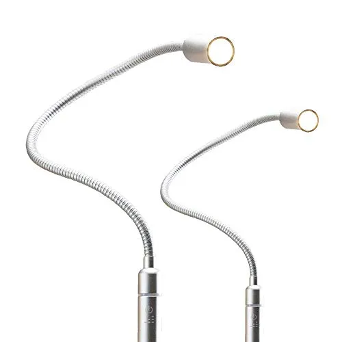 3W LED Bettleuchte dimmbar - 2er Set silbergrau - Tischlampen mit elegantem Design und flexiblem Schwanenhals, dimmbar mit Touch-Schalter für individuelles Licht, ideal für gemütliches Lesen im Bett.