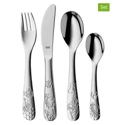 Silit Trend Kinderbesteck Set 4-teilig - Besteck-Set für Kinder ab 3 Jahren aus strapazierfähigem Cromargan Edelstahl, ergonomisch geformt und ideal für selbstständiges Essen mit liebevollen Insektenmotiven.
