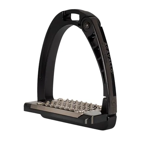 Acavallo Arena Alupro Junior Steigbügel 10.5 cm Schwarz - Sicherheitssteigbügel für junge Reiter, mit patentiertem Öffnungsmechanismus für maximale Sicherheit und Komfort. Elegantes Design und rutschfeste Trittfläche sorgen für Stabilität beim Reiten.
