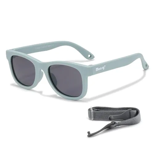 Maesy Baby Sonnenbrille für 0-2 Jahre - UV400 Polarisierter Schutz - Flexibler und Biegsamer Rahmen - Verstellbares Gummiband - Sichere und Bequeme Babysonnenbrillen - Quadratisch - Indi