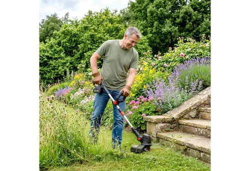 Akku Rasentrimmer Freischneider 30 cm Schnittbreite - Leichter Akku-Rasentrimmer mit verstellbarem Griff für müheloses Arbeiten. Ideal für präzise Rasenkanten und schnelles Trimmen. Kabelloser Betrieb für flexible Einsatzmöglichkeiten.