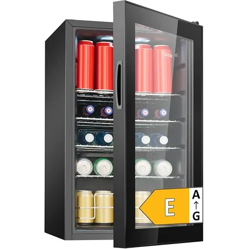 Bomann® Kühlschrank mit Glastür | 74cm Höhe | Energieklasse E | LED-Beleuchtung | 4 Ablagen | extra leise | 3-10°C | Flaschenkühlschrank 63L | Getränkekühlschrank | Kühlschrank Glastür | KSG 7515