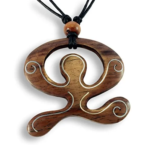 Island Piercings Halskette Anhänger aus Holz Indalo Glücksbringer längenverstellbar N176