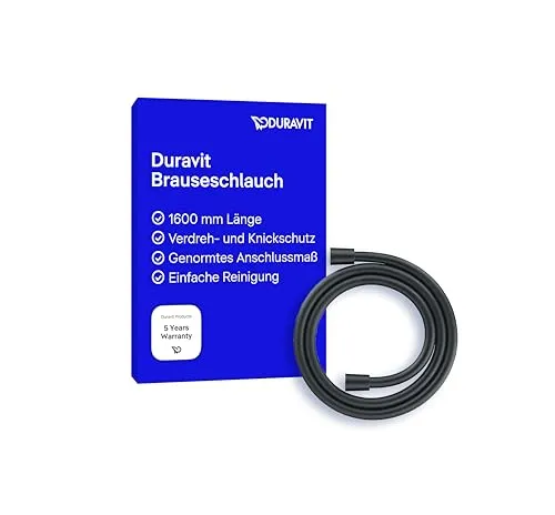 Duravit Duschschlauch 1600 mm Schwarz Matt UV0610007046 - Duschschlauch in elegantem Schwarz Matt, 1600 mm lang und ideal für modernes Badezimmer-Design.