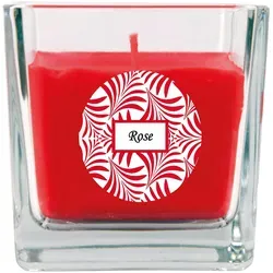 HS Candle Duftkerze im Glas - Duft-Schriftzug Viereck - 8cm x 7,5cm - Rose