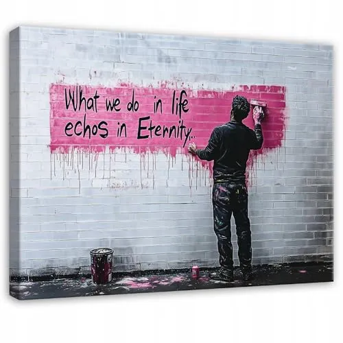 WallArena - Leinwand Bilder - Banksy - 120x80 cm Leinwandbilder - Bild auf leinwand - Wandbild XXL groß Wandbilder für Wohnzimmer Schlafzimmer Wohnzimmerbilder Modern kunstdruck - Kunst Ziegelwand