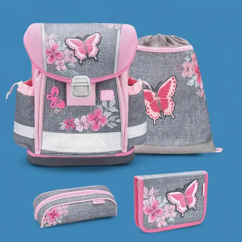 Belmil Classy Schulranzen-Set 4tlg - Leichtgewicht für Grundschüler - Schulranzen-Set 4tlg, besonders leicht mit nur 0,86 kg, inklusive Schulranzen, Federmäppchen, Schlampermäppchen und Turnbeutel für ergonomischen Tragekomfort.