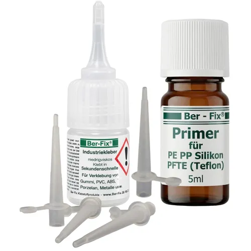 Ber-Fix Kunststoff Set ToGo Kleber für PE PP Silikon PVC PLA Metall + 4 Spitzen