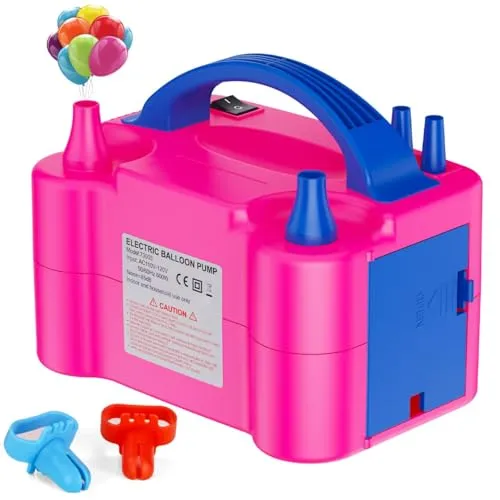 Motorenbau Elektrische Luftballonpumpe, 220V 600W Inflatorgebläse Ballonpumpe with 2+2 Düse，Intelligenter 2 Modus Pumpe Luftballon Elektrisch,Tragbare Pumpe für Partys,Hochzeiten Geburtstag Deko