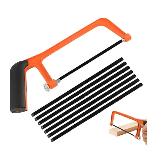 yotutun Metallsäge Klein 150 mm, Hand Bügelsäge mit 30 Austauschbarem Sägeblatt Mini Handsäge Eisensäge Holzsäge Junior Hacksaw Metallsaegebogen Sägen für Metall Holz Kunststoff