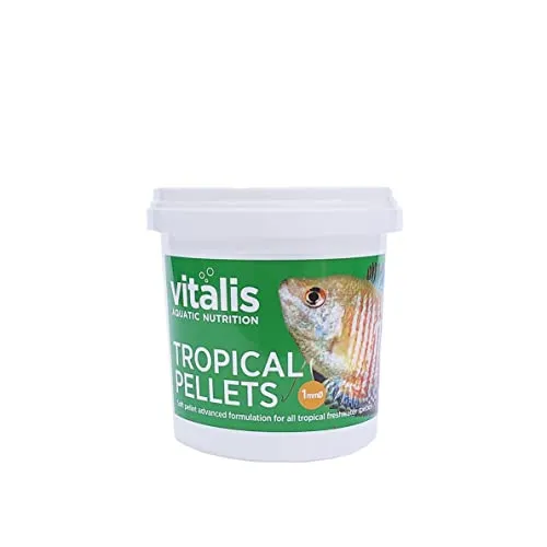 Vitalis Tropical Pellets Fischfutter für Aquarium & Teich | Alleinfutter Pellets Futter Fischfutterflocken für Tropische Süßwasserfische | Gesund & gut verdaulich | mit Vitaminen (70g)