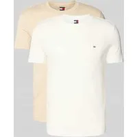 Tommy Jeans Herren TJM XSLIM 2PACK Jersey Tee EXT DM0DM20687 S/S T-Shirt, Mehrfarbig (Ecru/Gulf Sand), XS, Mehrfarbig (Ecru/Golfsand), XS