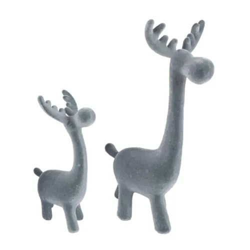 MACOSA VM10710_11 Deko Rentier 2er Set stehend Grau 27 cm Weihnachtsdeko Dekofigur Dekorentier Weihnachtsdeko Weihnachten Winterdekoration (Grau)