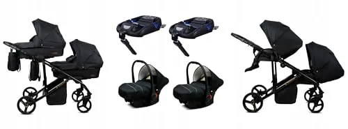 BabyLux® Kinderwagen Set 4 in 1 für Zwillinge von Babylux