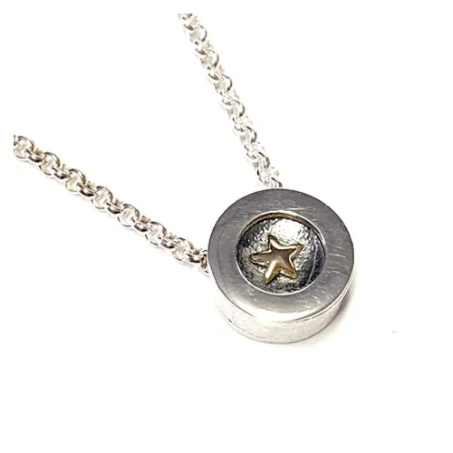 Collier mit Bewegung - Anhänger mit Stern aus 925/- Sterling Silber + 750/- Gold