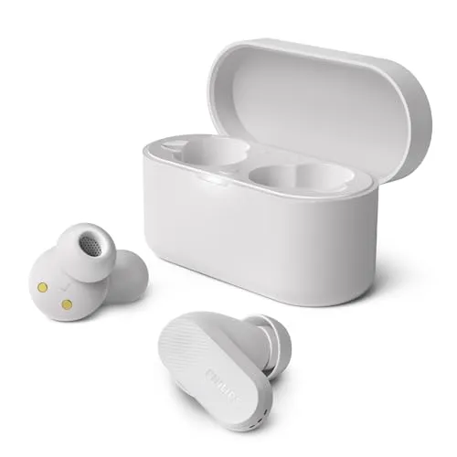 PHILIPS TAT3509WT Noise Cancelling - True Wireless In-Ear Bluetooth Kopfhörer, adaptive Geräuschunterdrückung und taschengroßes Ladeetui