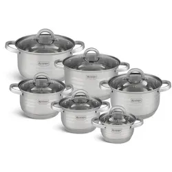 Edenberg 12-teiliges Topfset, Edelstahl, Induktion,mit Deckel,funktionell EB4018 - Silber